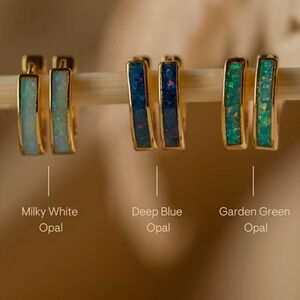 Elegant Gold Opal Hoop Earrings Set